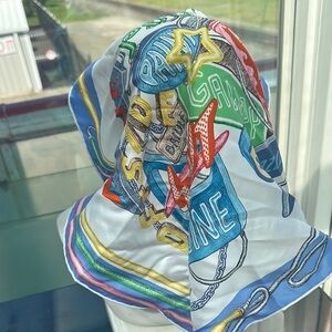 Multicolor Graphic Silk Scarf